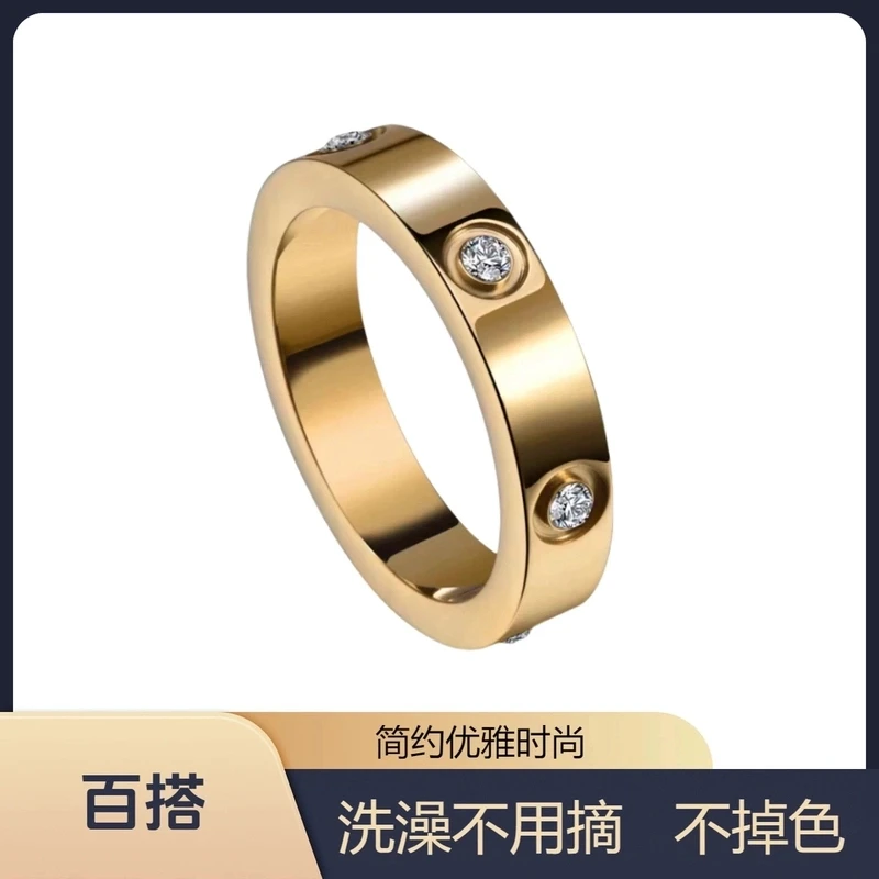 钛钢戒指 不掉色六角戒指小众设计ins轻奢男女情侣对戒食指环