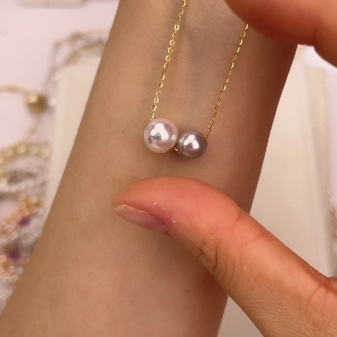 18K金镶嵌颈饰海水珍珠7-9mm