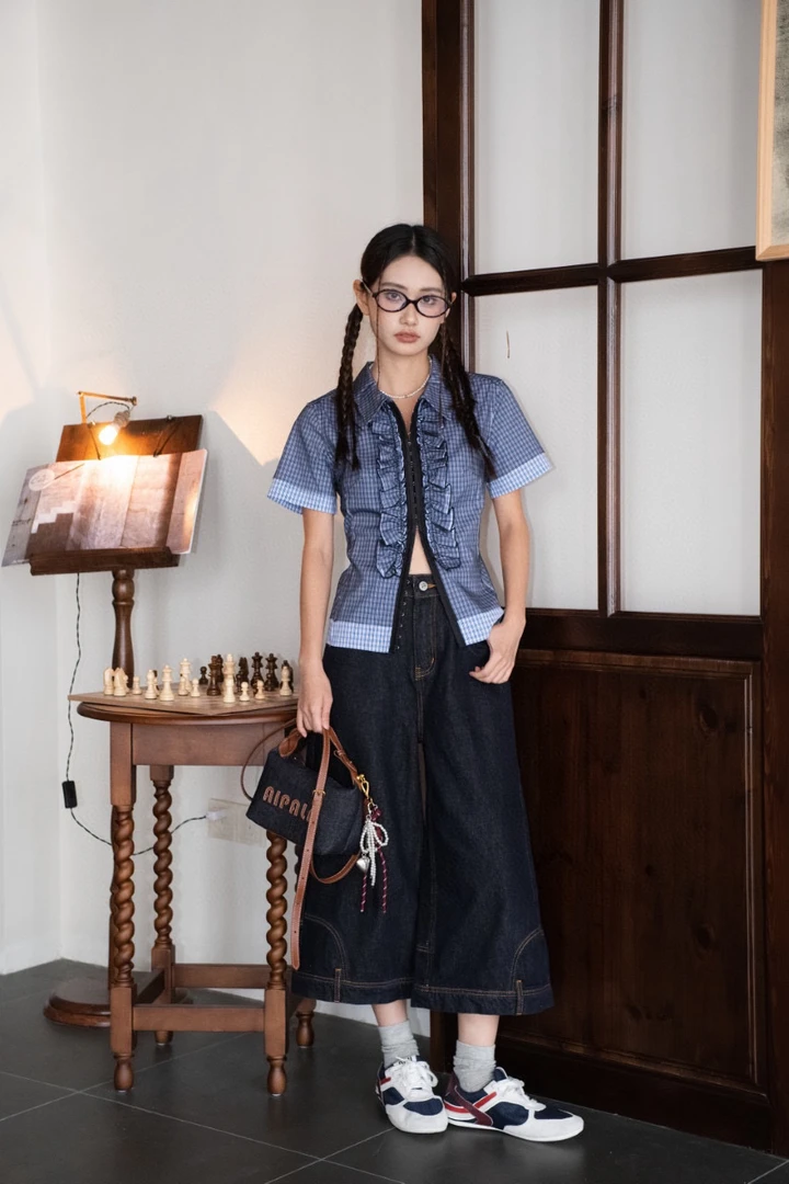 「YJXD」AIPALA｜“都市预科生”bella风收腰薄纱衬衫