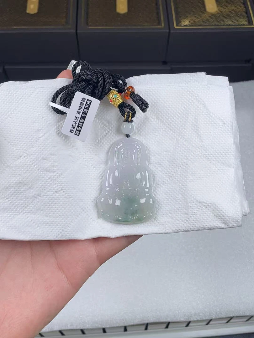 ZA006油冰飘花中观音+孤品+送同款绳子