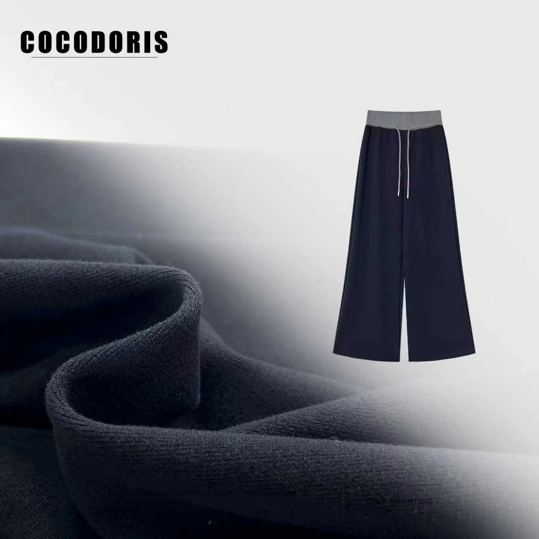 COCO DORIS 新款复古休闲风拼接腰头直筒裤秋季时尚百搭长裤2931