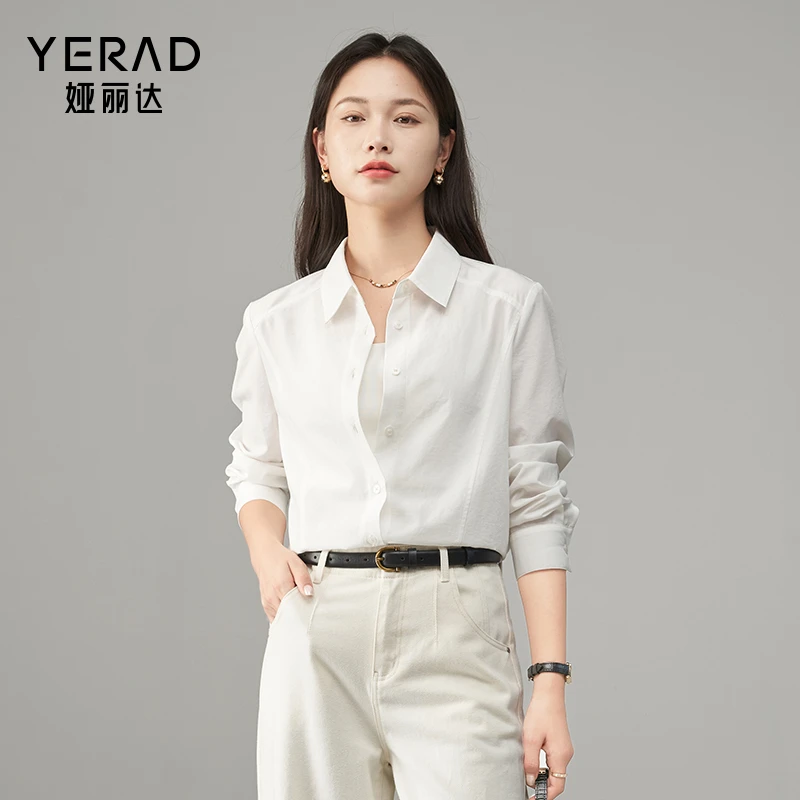 【法式情怀】娅丽达经典简约宽松蓝色衬衫2025款设计感休闲衬衣外套