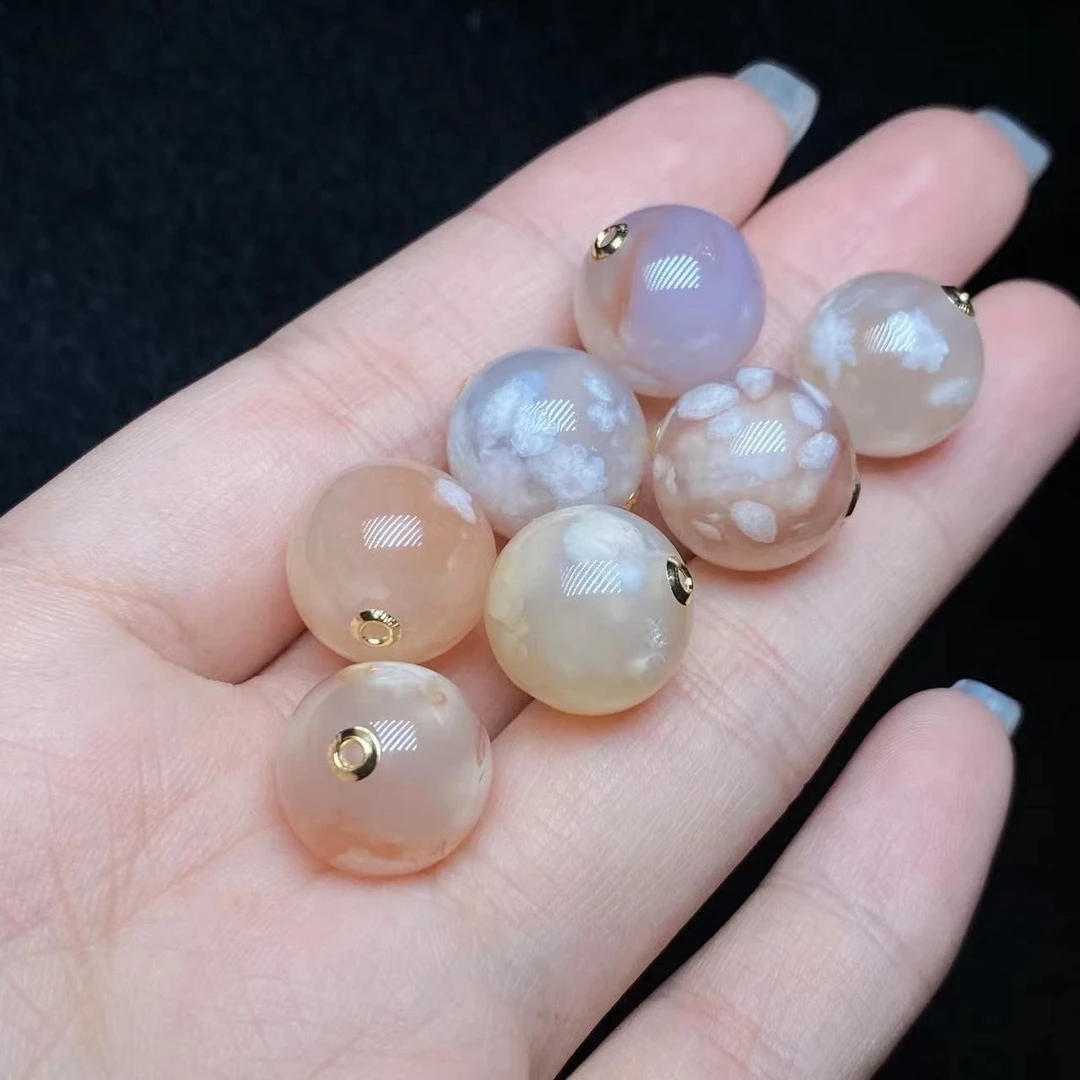【云上好物】18K金樱花玛瑙吊坠-多样性发一件-12mm DS86986-19（JG）