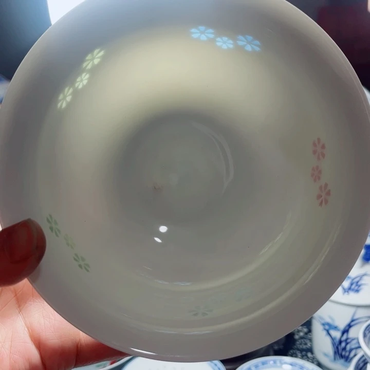 青花玲珑6寸面碗三星花彩玲珑