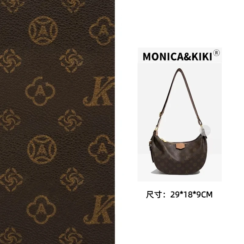 1052棕色秋冬新款经典印花网红大容量单肩斜挎饺子包棕色百搭