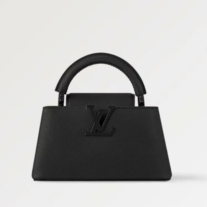 未使用 LouisVuitton/路易威登 capucinesmini 横版磨砂黑手提包