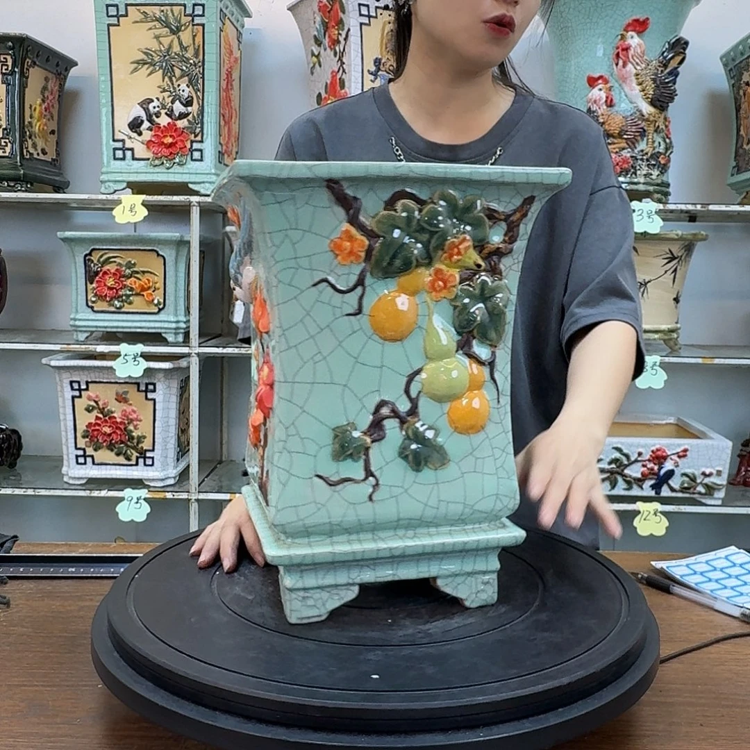 燕***子石湾盆250陶泥花盆