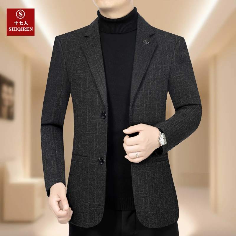 【新款西服】十七人男士西装外套百搭上衣中年爸爸装西装单件新品