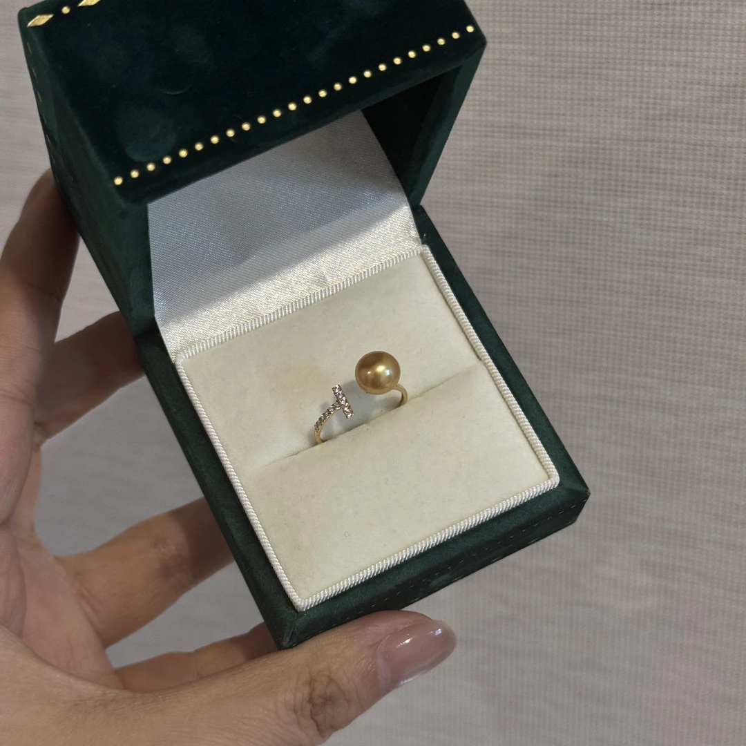 【珠纪儿】海水南洋金珠7-8mm设计款浓金14K金戒指
