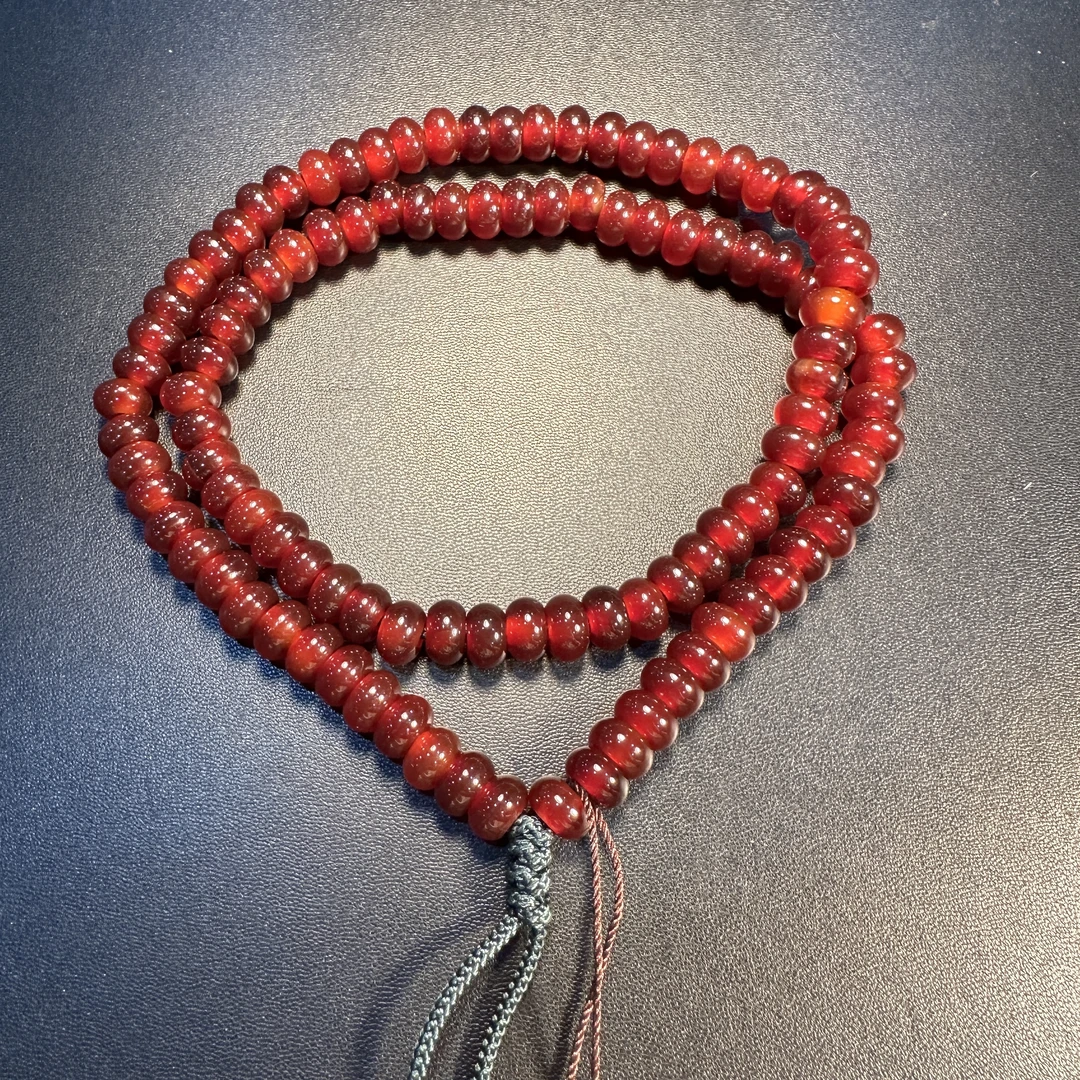 20世纪酒红玛瑙 算盘珠珠串10mm  333-1111