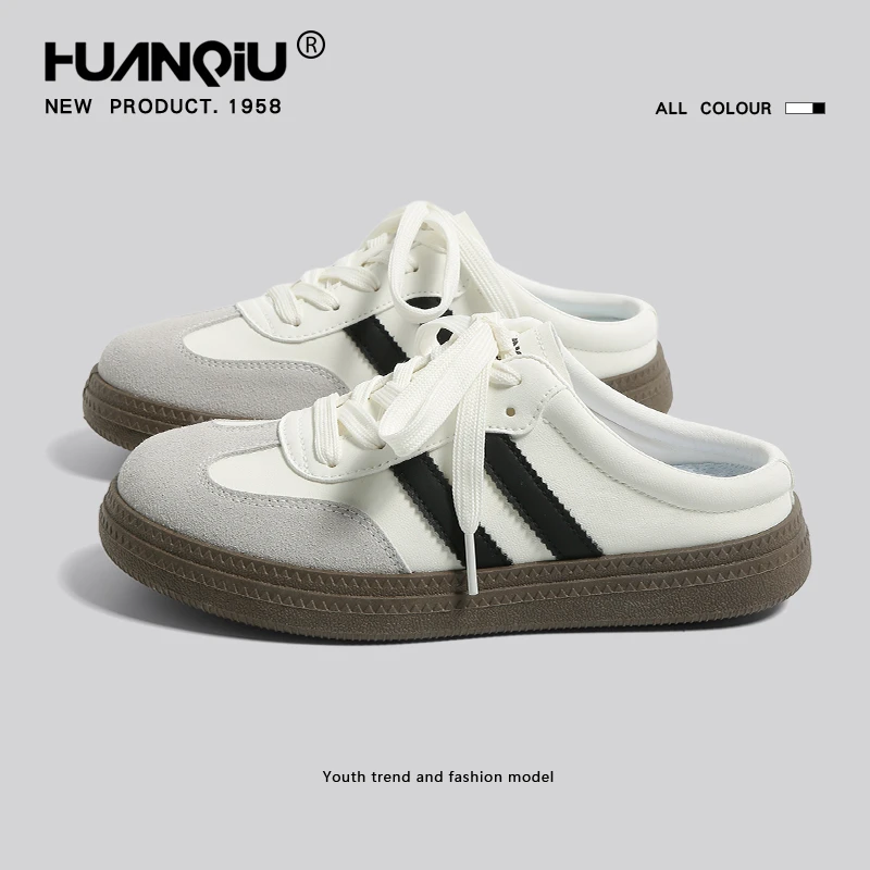 环球半拖鞋女外穿2025新款包头半德训鞋女春夏懒人鞋子一脚蹬板鞋