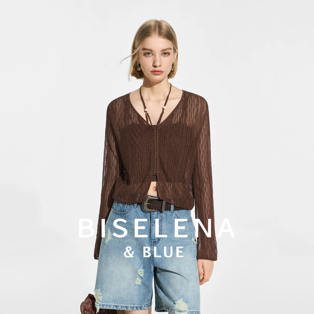 贝茜妮波西米亚风V领系带针织套头衫2025夏季新款修身气质小衫女