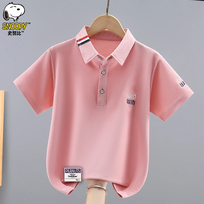 史努比男童短袖POLO衫夏季新款中大童男孩洋气透气学院风打底衫潮