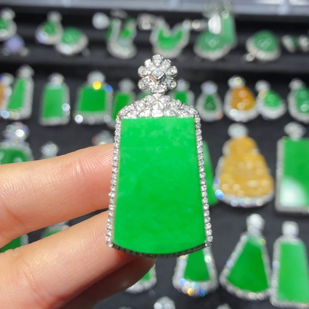 翡翠18K金镶嵌吊坠(不含链)89号