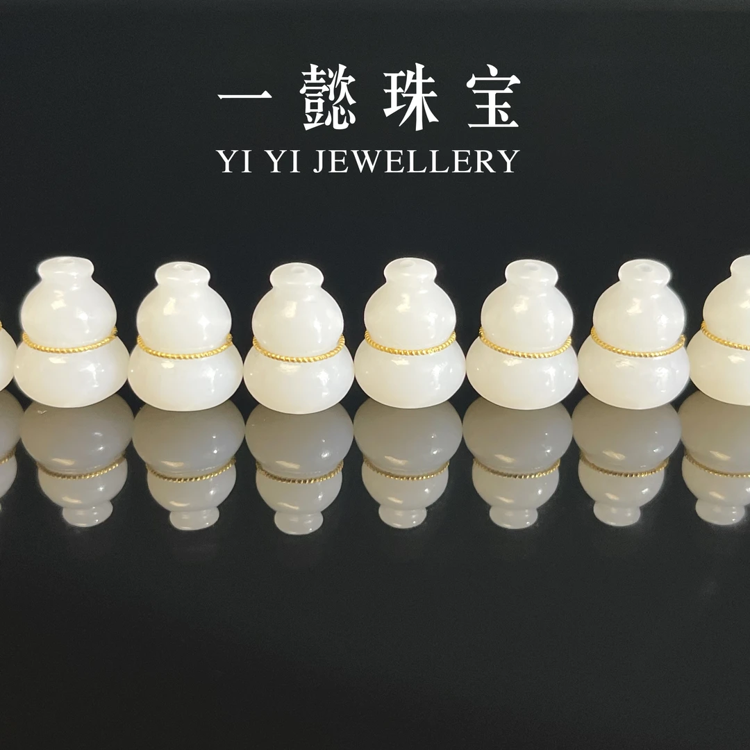 【一懿珠宝】天然和田玉 俄白葫芦18k金时尚百搭 by353多样性发其一
