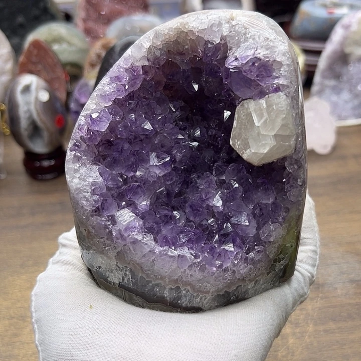 未镶嵌珠宝半成品水晶仙女紫方解晶镇72