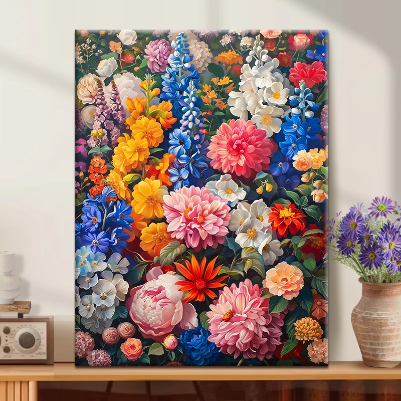 五彩繁荣|diy数字油画丙烯填充手绘百花牡丹治愈减压油彩涂色画