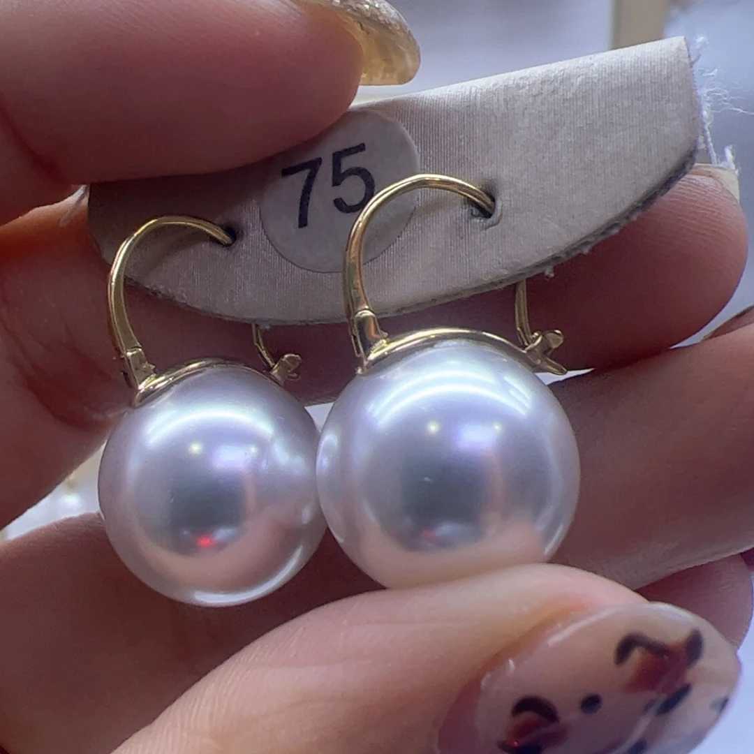 淡水珍珠耳饰18K金镶嵌