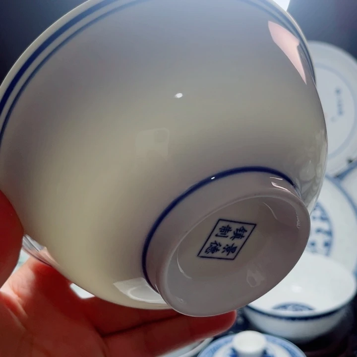 青花玲珑6寸面碗蓝边