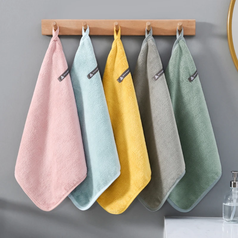 5条加大可挂式大号擦手巾家用吸水速干手帕柔软吸水亲肤婴儿手绢