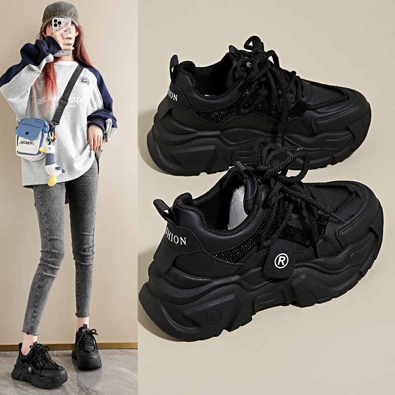 新款老爹鞋女士ins2025春季厚底增高透气百搭网红休闲运动鞋