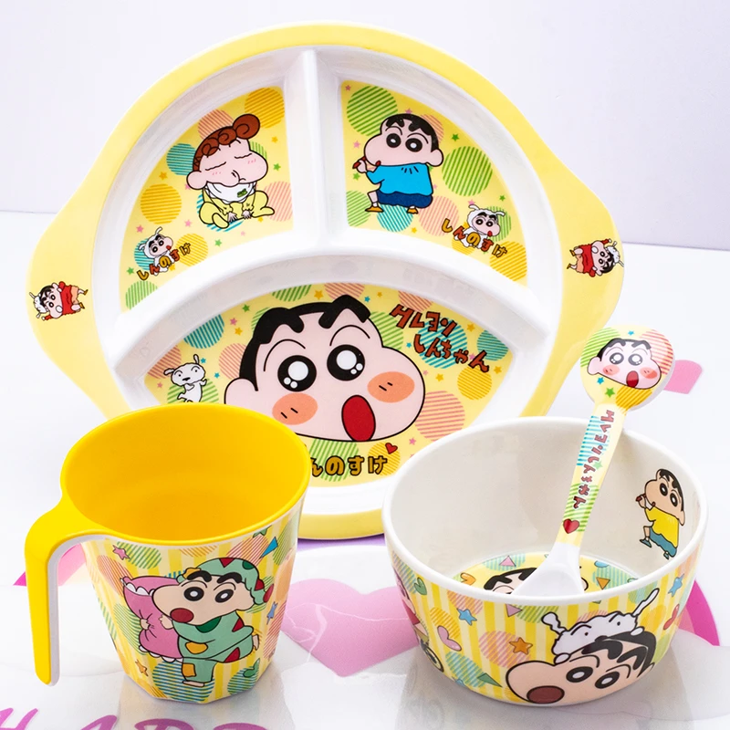 蜡笔小新碗碟勺筷家用碗具盘子2025新款卡通可爱密胺一人食餐具
