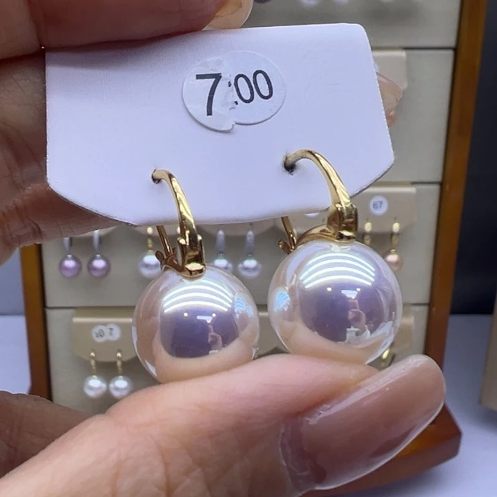 银S925镶嵌淡水珍珠耳饰