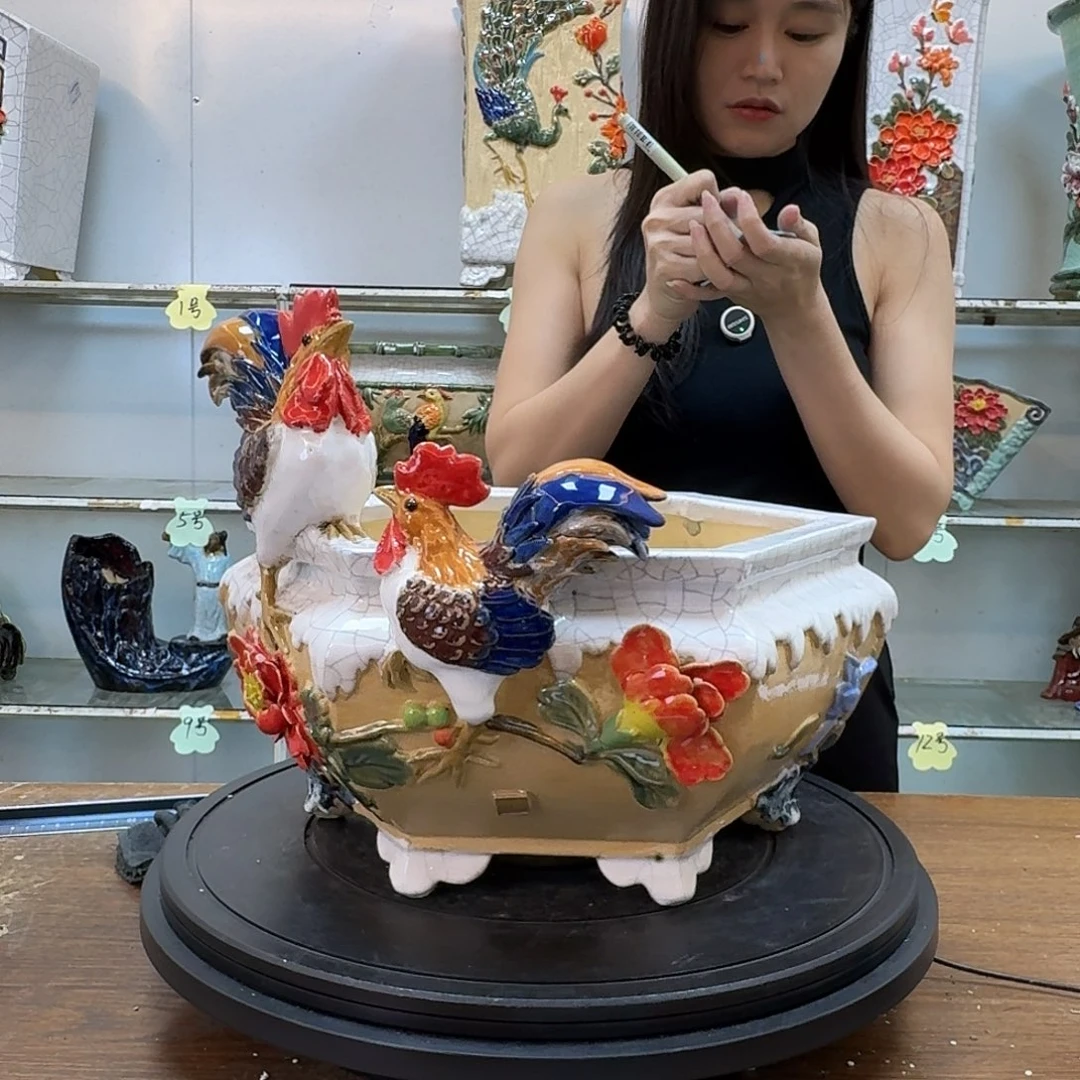 博***厂无花朵石湾盆360陶泥花盆