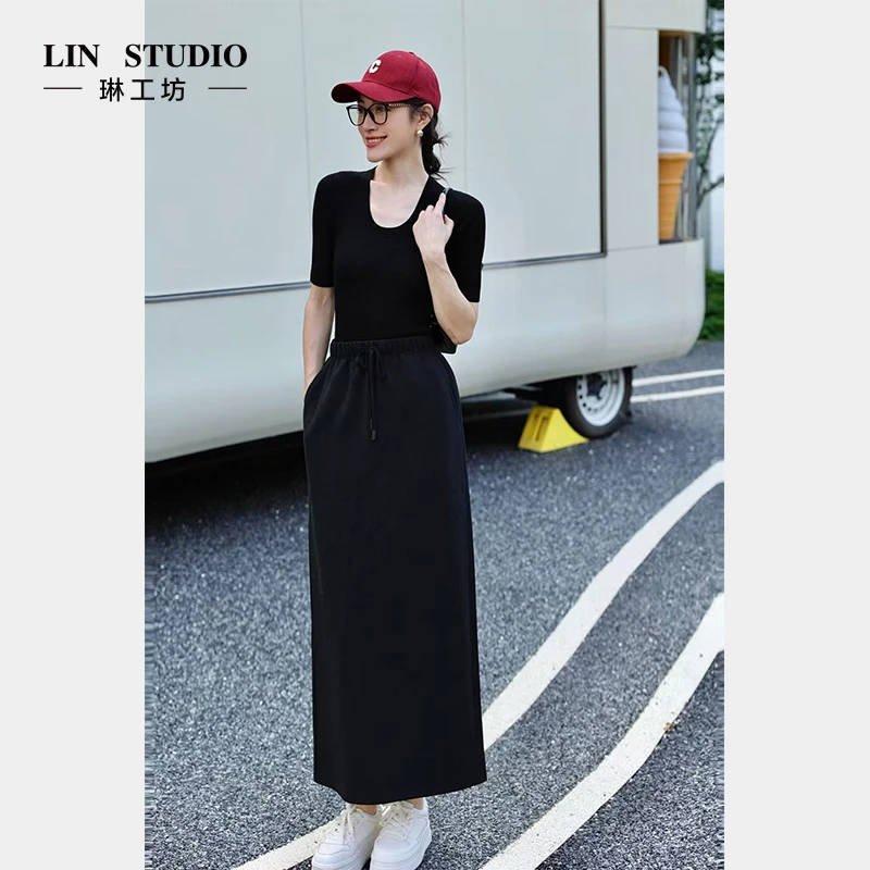 【100%绵羊毛】琳工坊“凝烟”黑色针织衫时尚气质显瘦休闲唐琳设计师