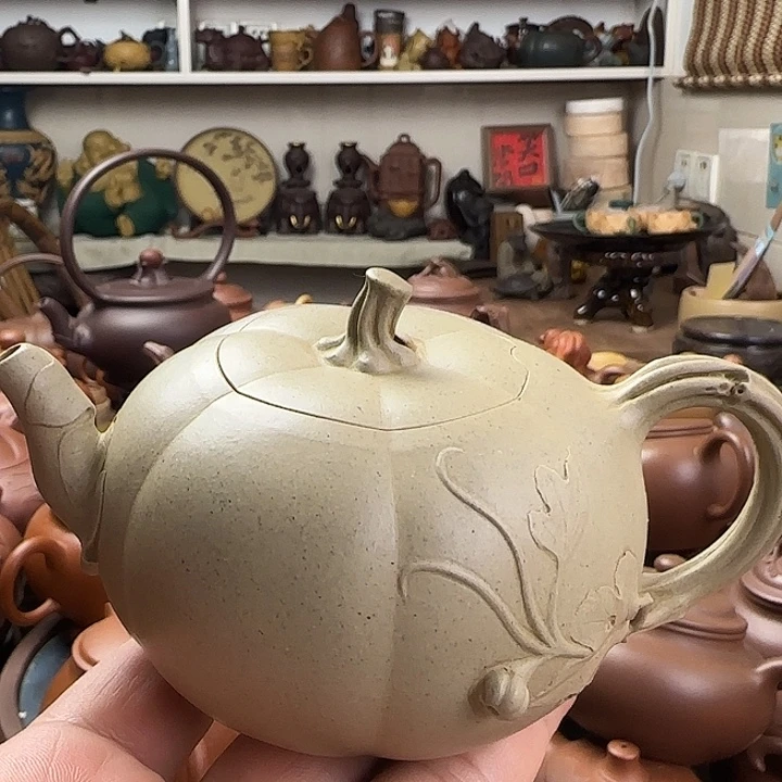 本山绿泥茶壶原矿紫砂全手工