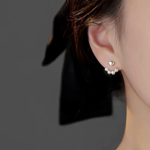 925银爱心珍.珠耳钉小众2025新爆款耳环女轻奢高级耳饰简约时尚