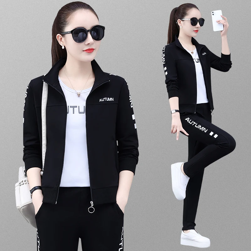 爆款女装运动服大码女春秋2025新款时尚宽松洋气质棉跑步休闲服