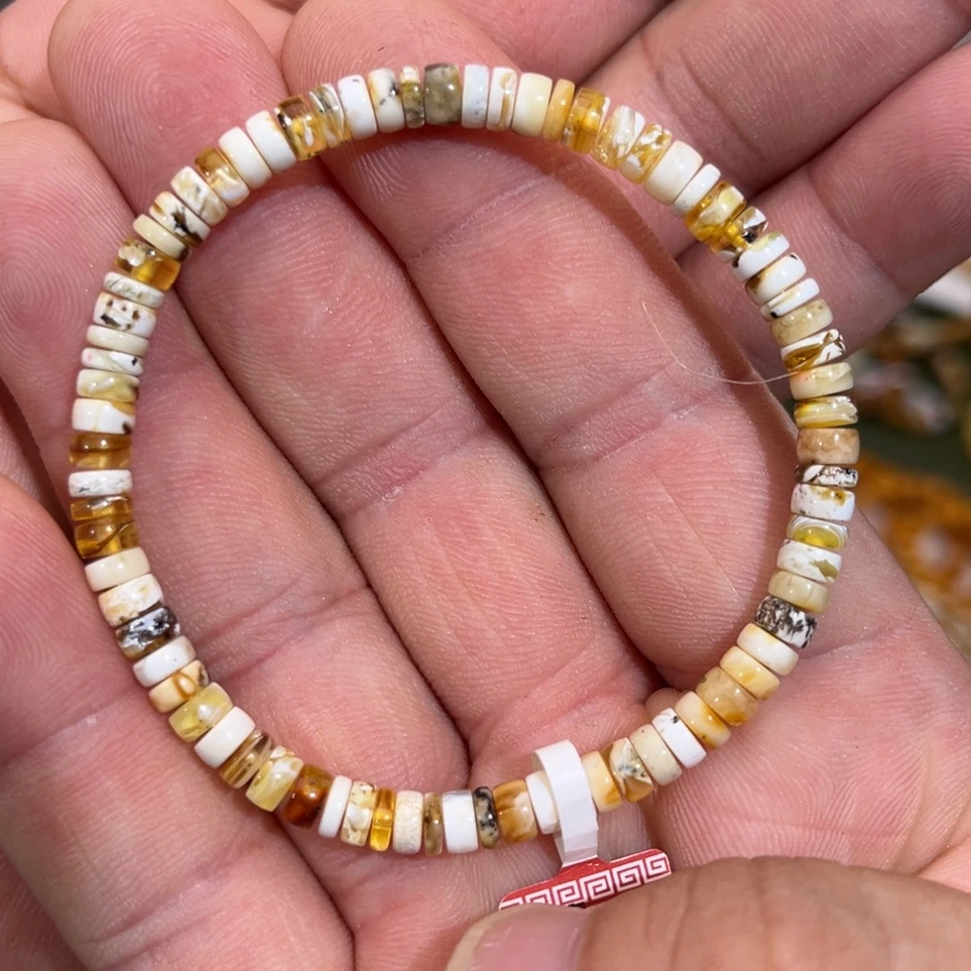 蜜蜡未镶嵌手链微瑕沁色瓷白溶洞拉丝多宝00005.0mm