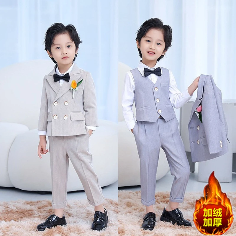 儿童西装套装男童帅气礼服2025新款花童男宝周岁生日小西服三件套