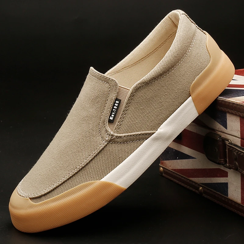 25160 透气男鞋一脚蹬懒人鞋老北京布鞋休闲帆布鞋时尚百搭潮鞋