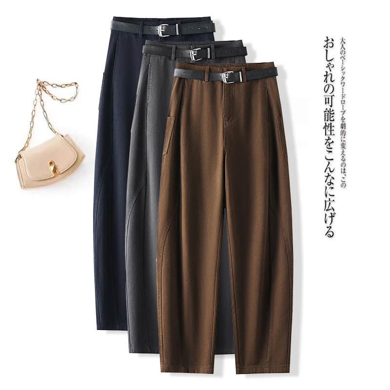 纯棉弯刀裤女夏季薄款2025新款高腰宽松百搭垂感休闲直筒裤九分裤