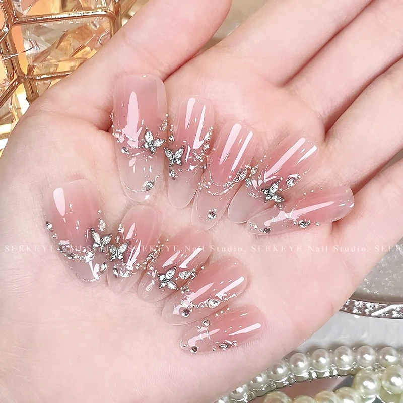 幸可【蝶影星光】2025新款夏日显白立体锆石蝴蝶堆钻纯手工穿戴甲