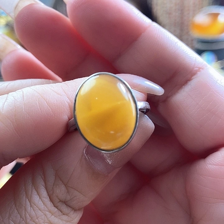 琥珀未镶嵌戒指戒指