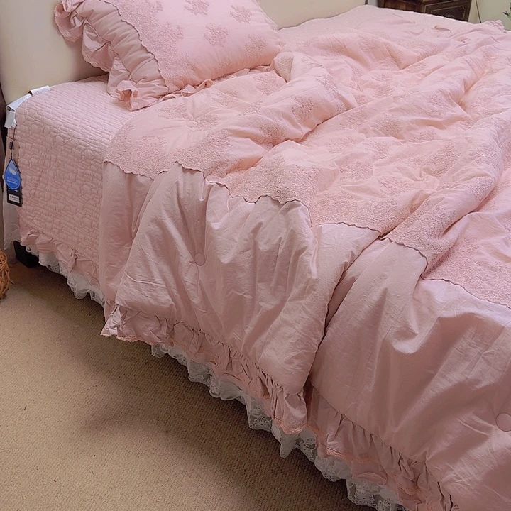 棉粉色卡尔斯加大四件套被套
