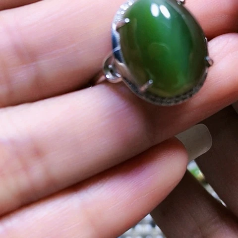 和田玉银S925镶嵌戒指