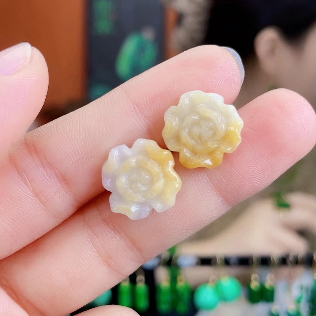 翡翠未镶嵌耳饰饰品