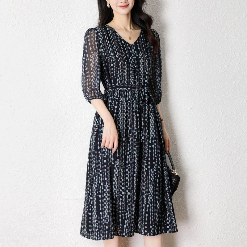 001-199编号 时尚洋气减龄2025新款连衣裙长裙显瘦碎花女装连衣裙