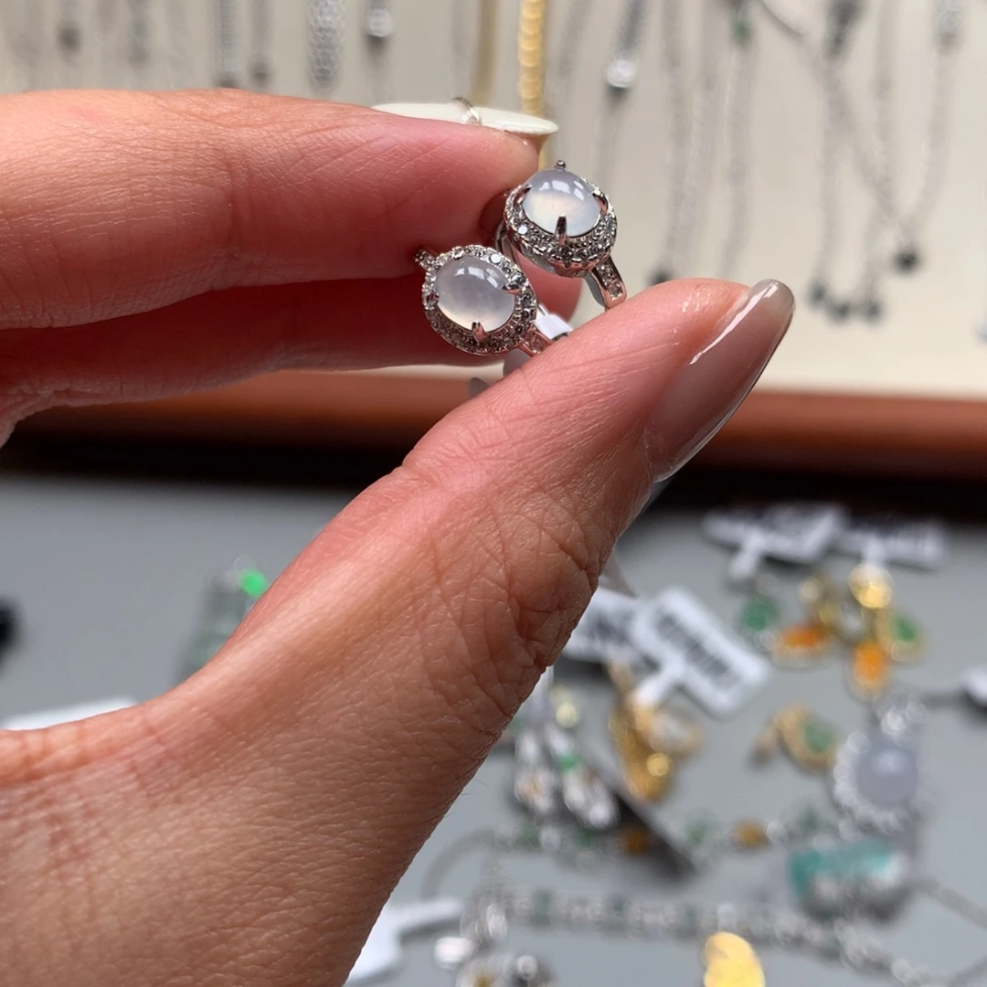 翡翠银S925镶嵌戒指戒指