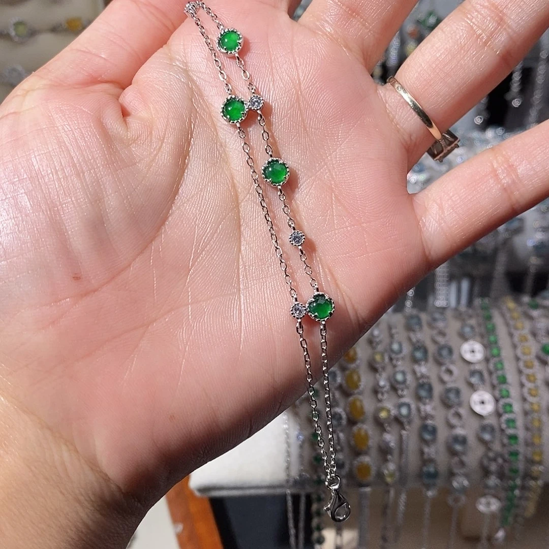 翡翠银S925镶嵌手链