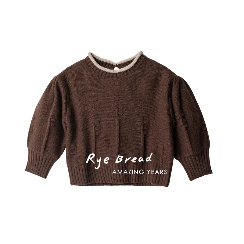 ryebread/黑面包童装 韩系灯笼袖圆领女小童套头毛衣4冬