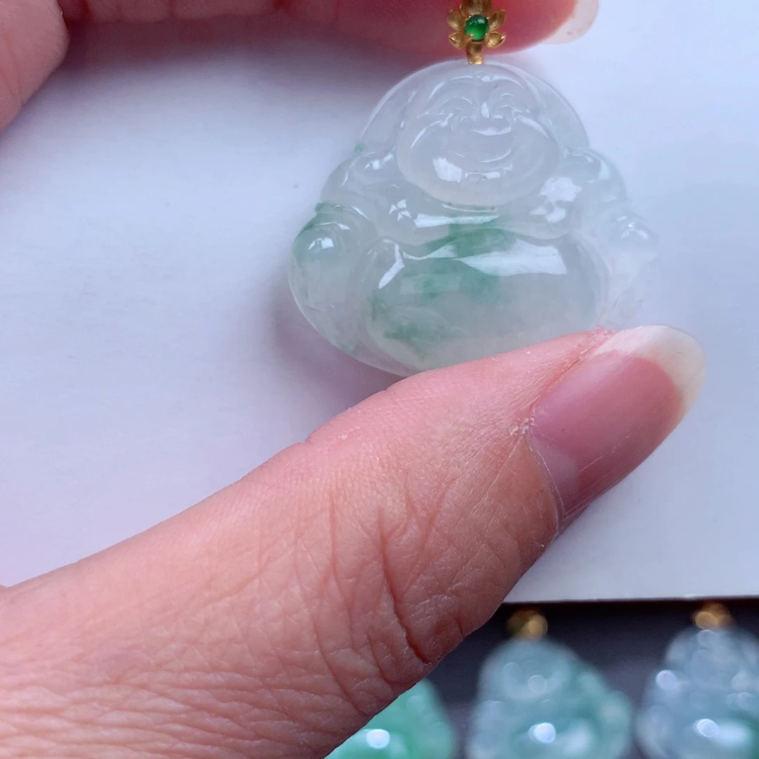 翡翠吊坠(不含链)18K金镶嵌