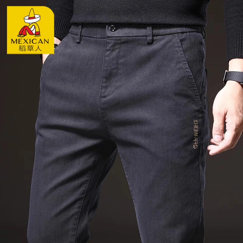 Mexican/稻草人秋季仿牛仔休闲裤男士2025新款秋冬季宽松直筒长裤
