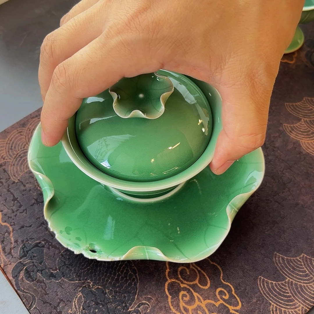 全手残荷盖碗三才