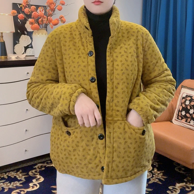 【加绒加厚加棉】冬装棉衣保暖棉服外套时尚百搭灯芯绒棉袄条绒面料