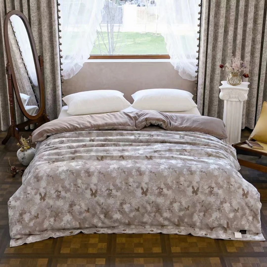 【穿花蛱蝶】咖色被罩 200*230